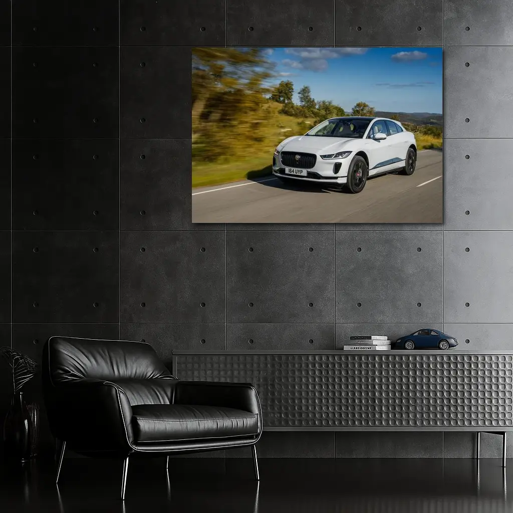 Jaguar I-Pace White Electric SUV Road – Wall Art