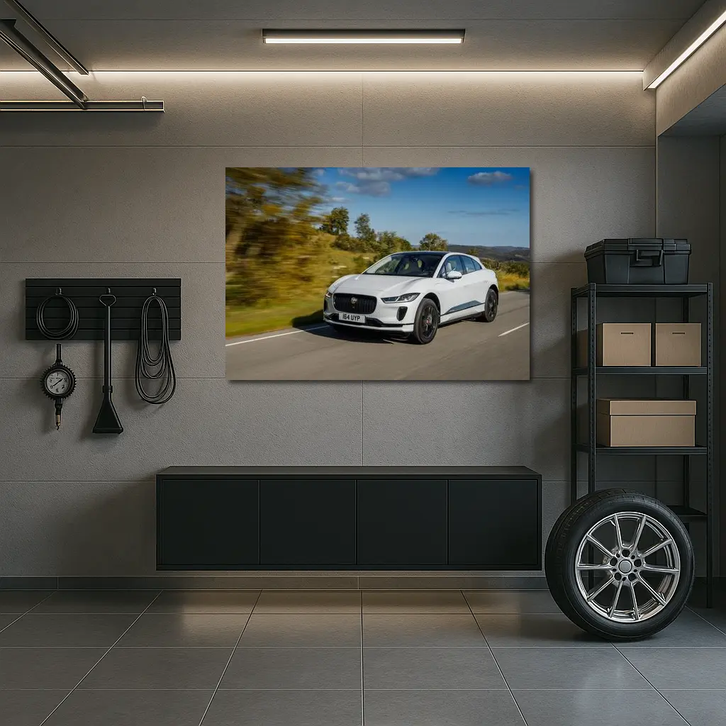 Jaguar I-Pace White Electric SUV Road – Wall Art