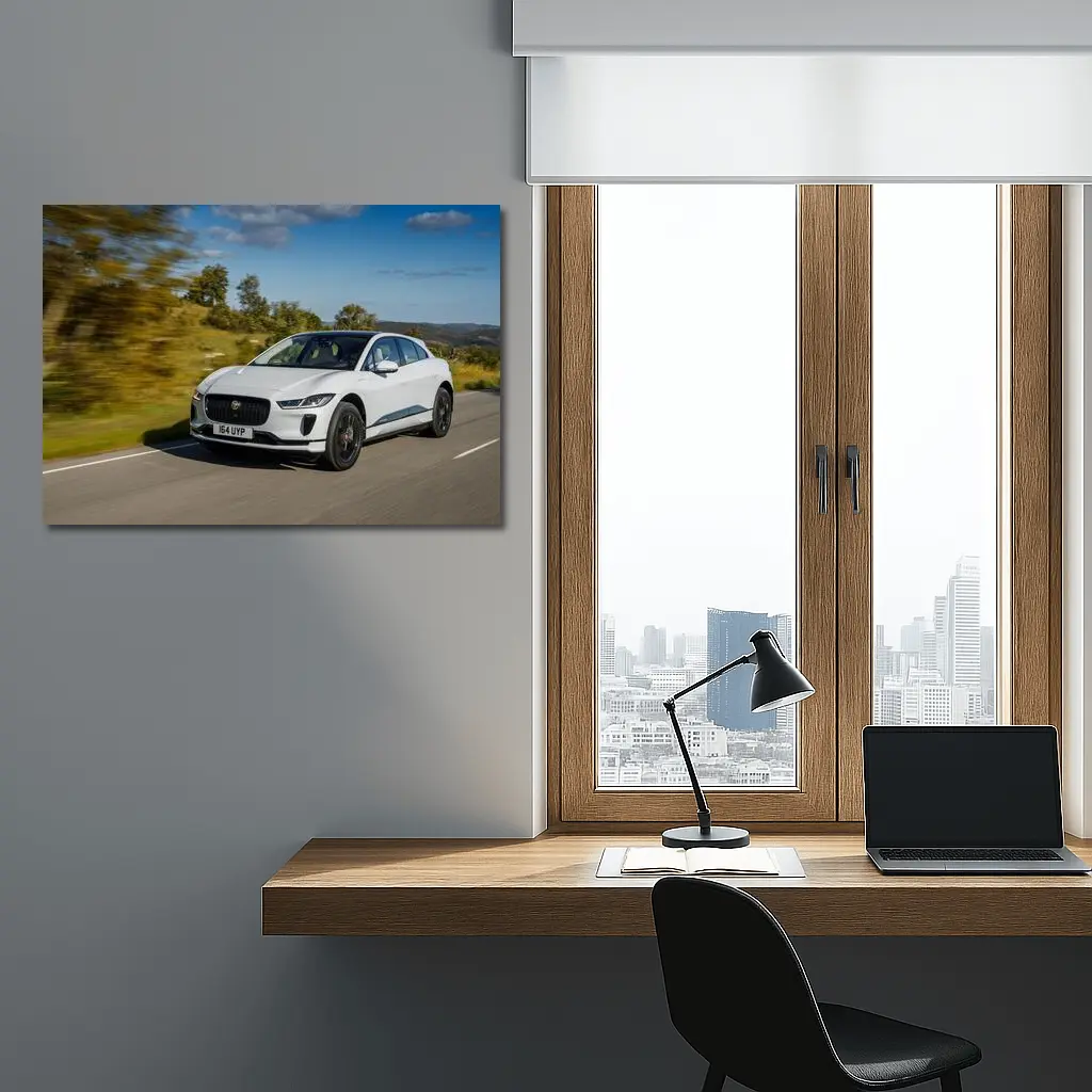 Jaguar I-Pace White Electric SUV Road – Wall Art