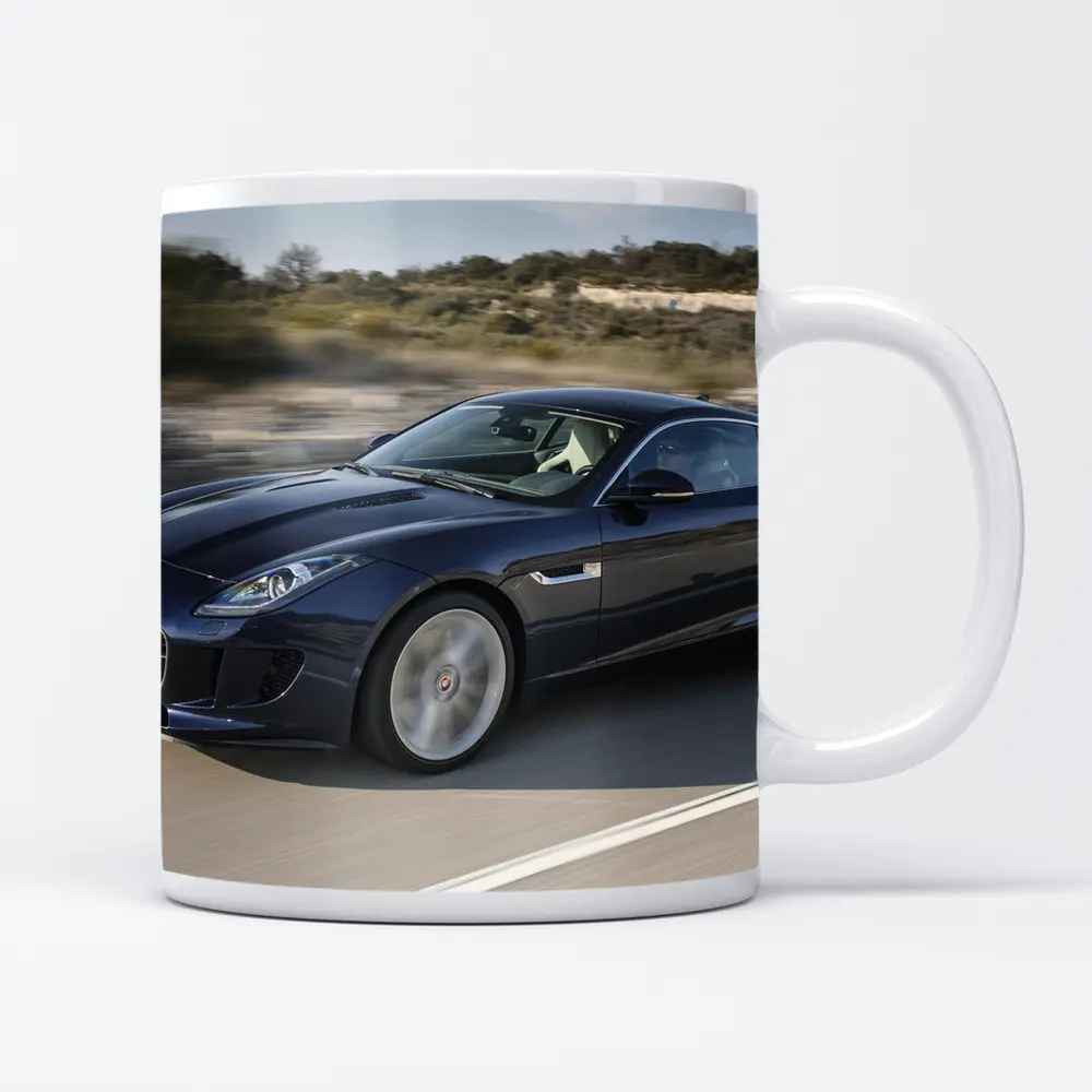 Jaguar F-Type Coupe on Open Road – Mugs