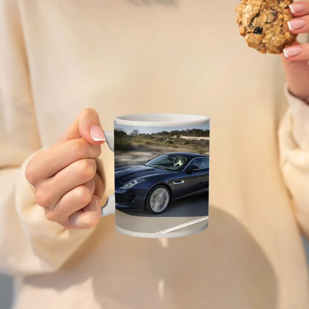 Jaguar F-Type Coupe on Open Road – Mugs
