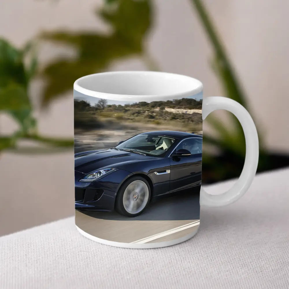 Jaguar F-Type Coupe on Open Road – Mugs