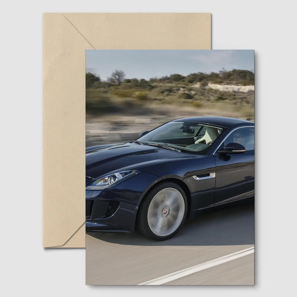 Jaguar F-Type Coupe on Open Road – Postcards