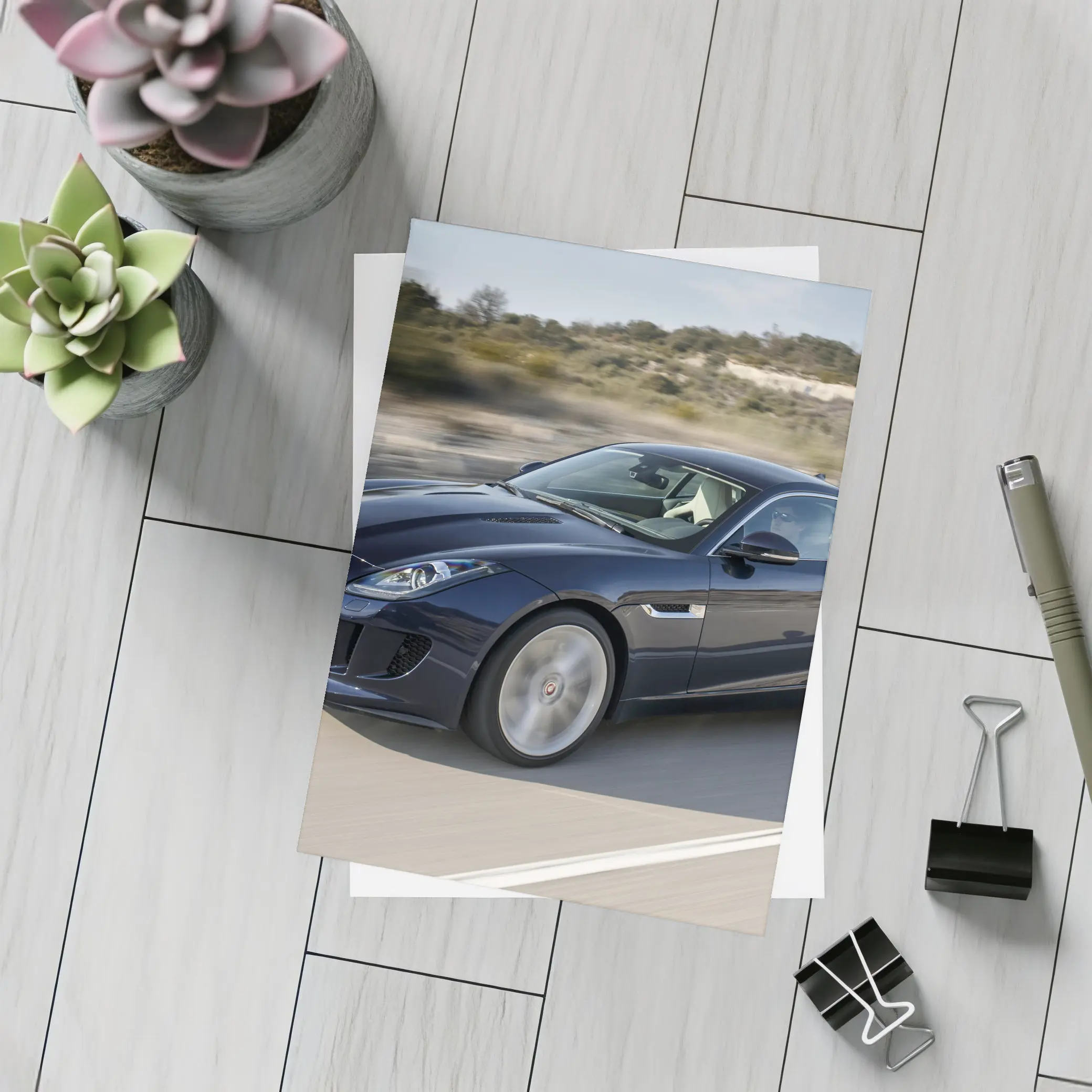 Jaguar F-Type Coupe on Open Road – Postcards