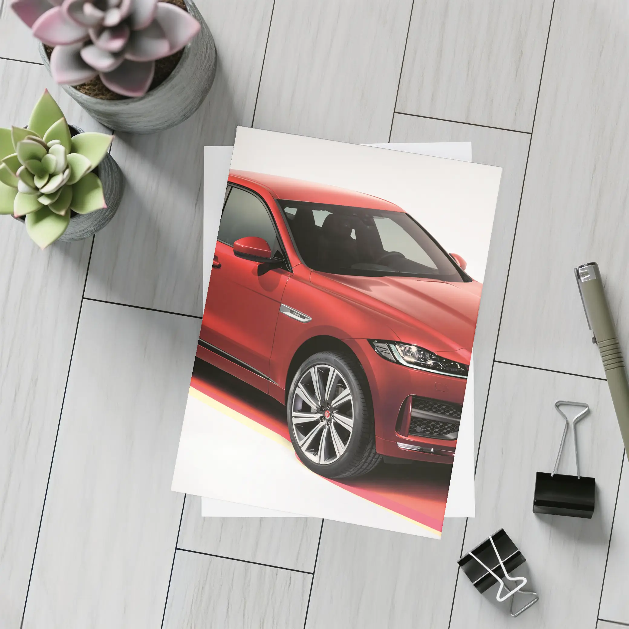 Jaguar F-Pace SUV Red Studio Shot – Postcards