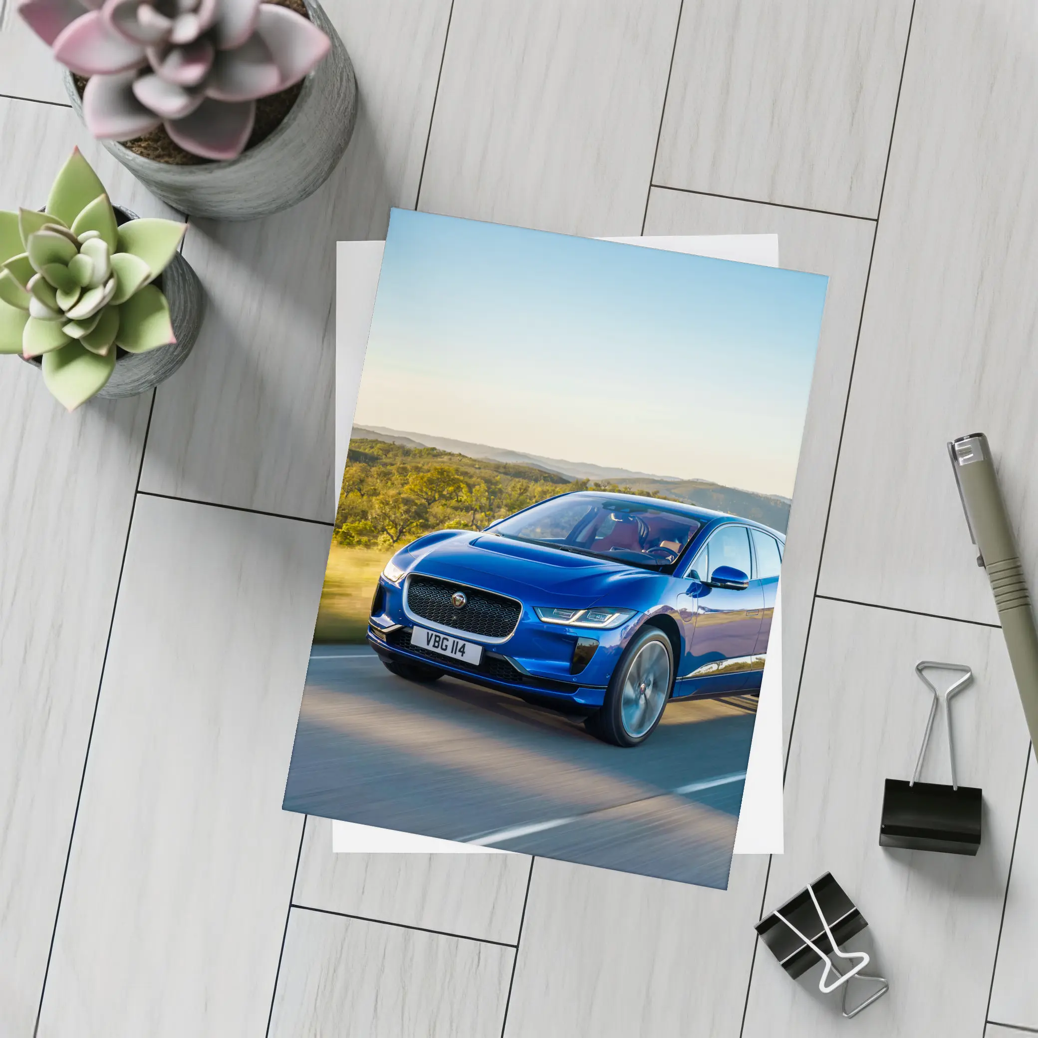Jaguar I-Pace Blue Electric SUV Road – Postcards