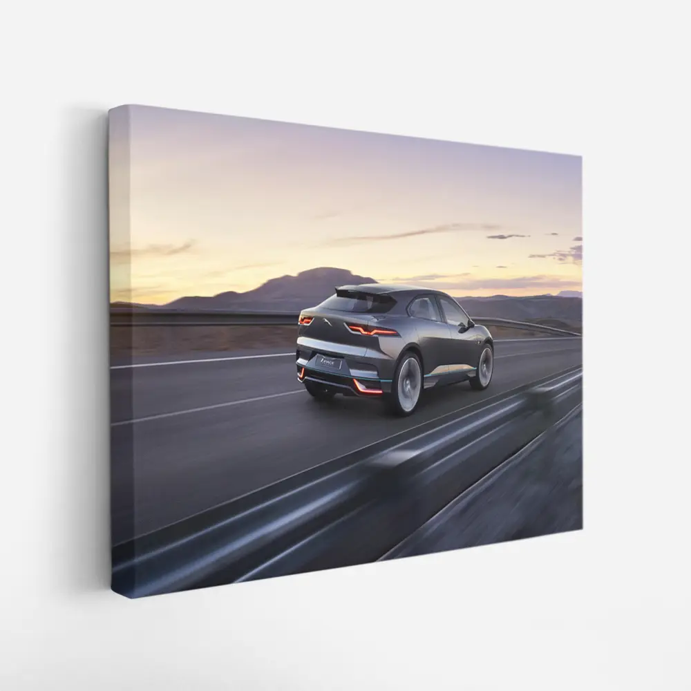 Jaguar I-Pace Electric SUV Desert Highway Dusk – Wall Art
