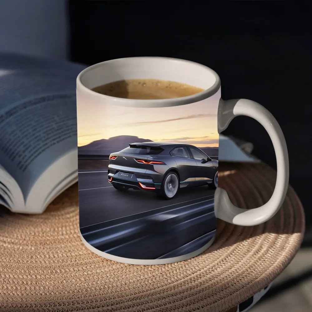 Jaguar I-Pace Electric SUV Desert Highway Dusk – Mugs