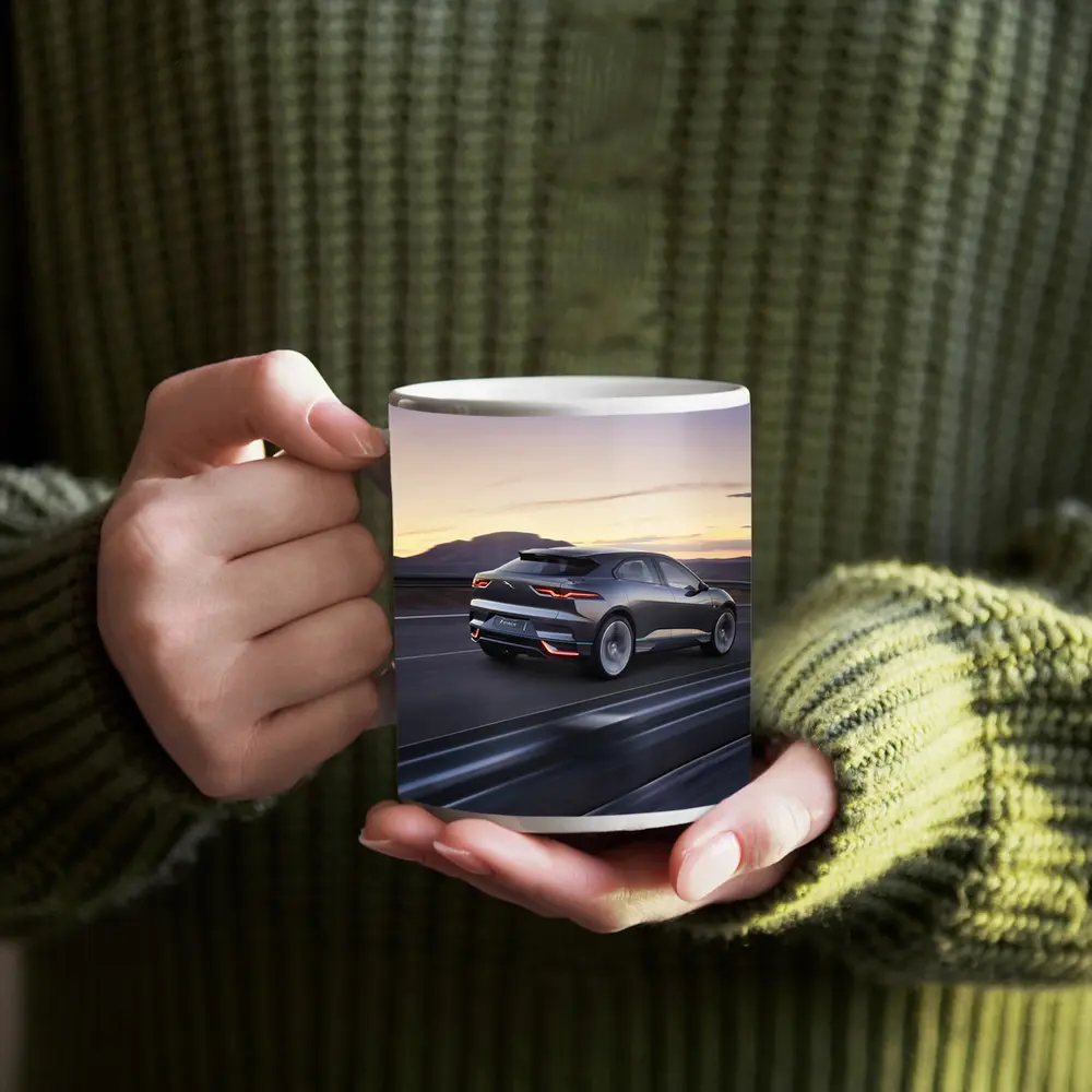 Jaguar I-Pace Electric SUV Desert Highway Dusk – Mugs