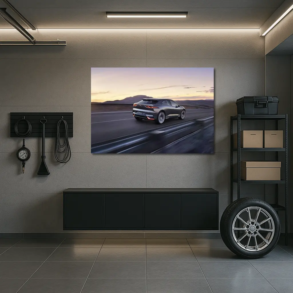 Jaguar I-Pace Electric SUV Desert Highway Dusk – Wall Art