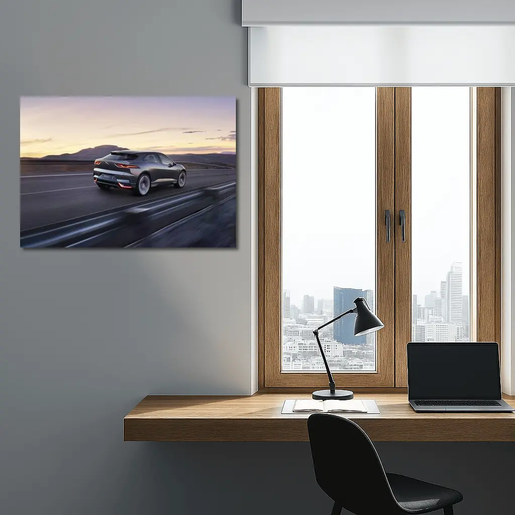 Jaguar I-Pace Electric SUV Desert Highway Dusk – Wall Art