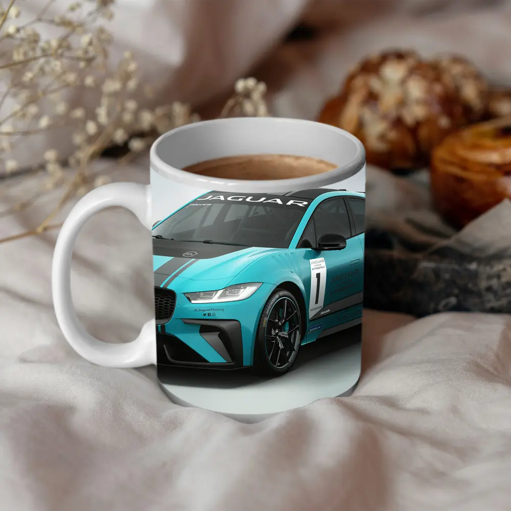 Jaguar I-Pace Electric Race Car Teal – Mugs