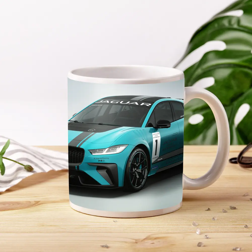 Jaguar I-Pace Electric Race Car Teal – Mugs