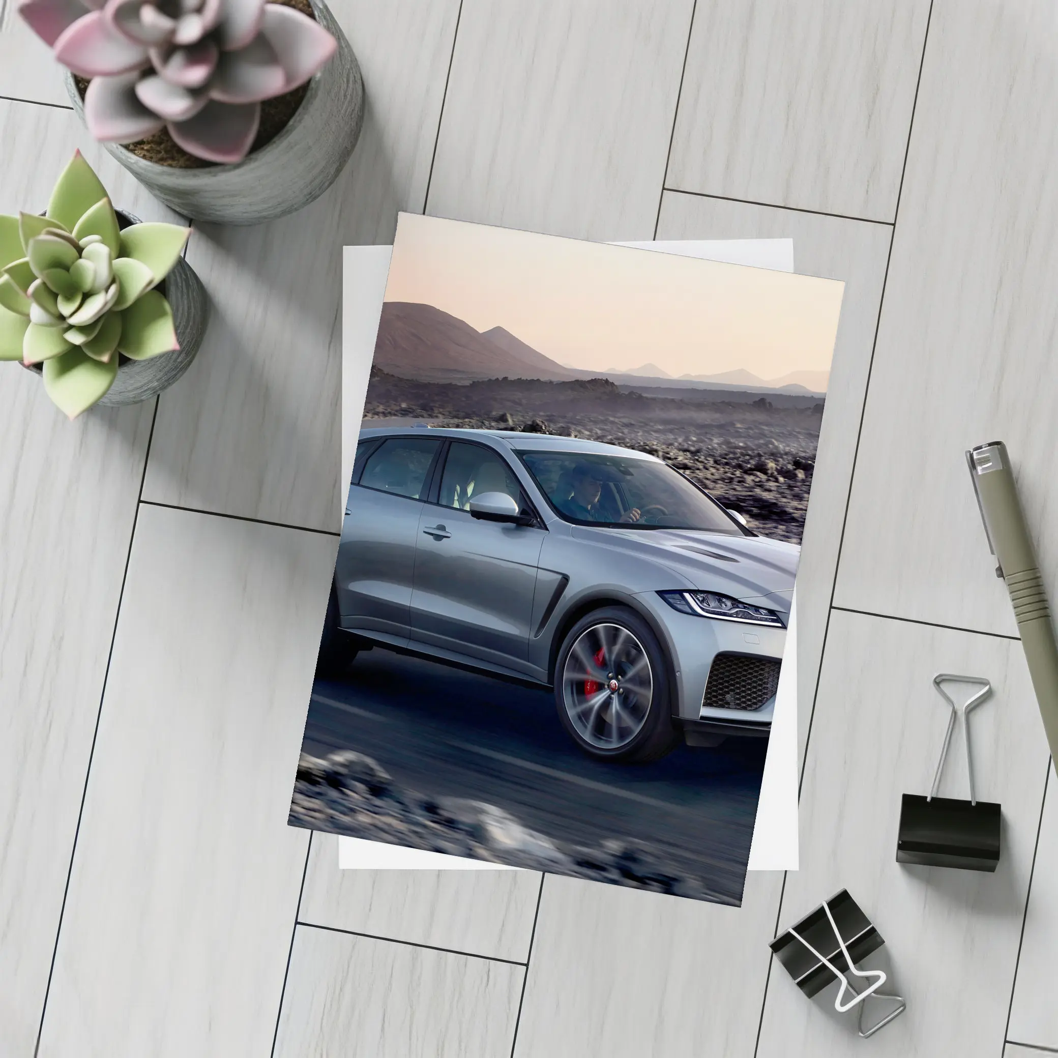 Jaguar F-Pace SVR Silver Desert Road – Postcards