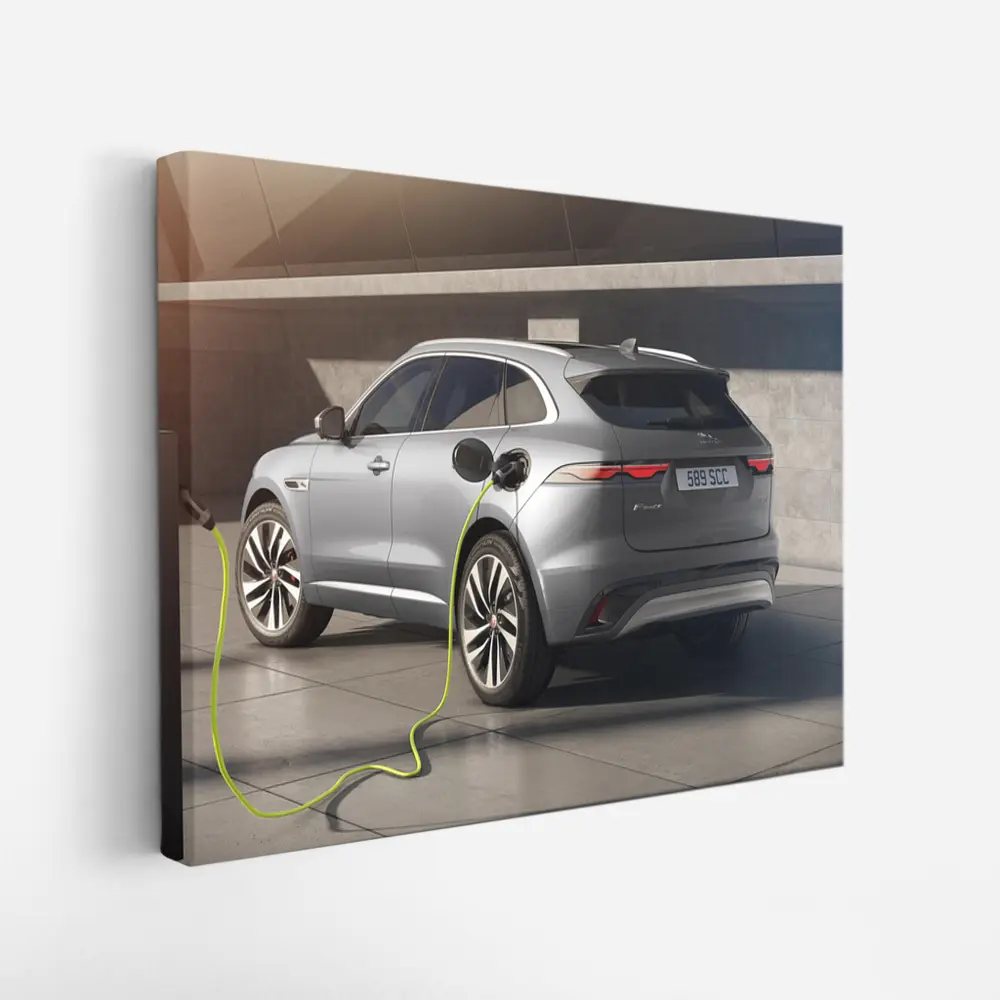 Jaguar F-Pace Silver SUV Charging Station – Wall Art