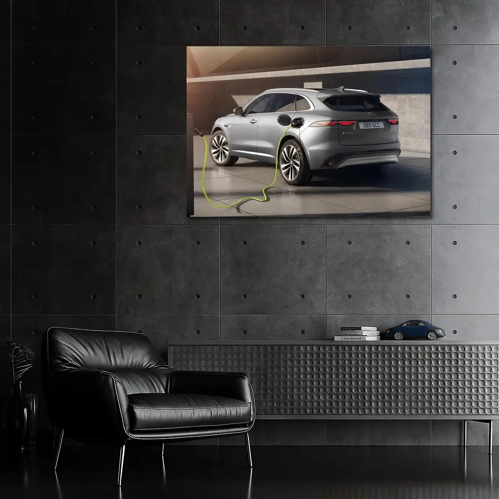 Jaguar F-Pace Silver SUV Charging Station – Wall Art