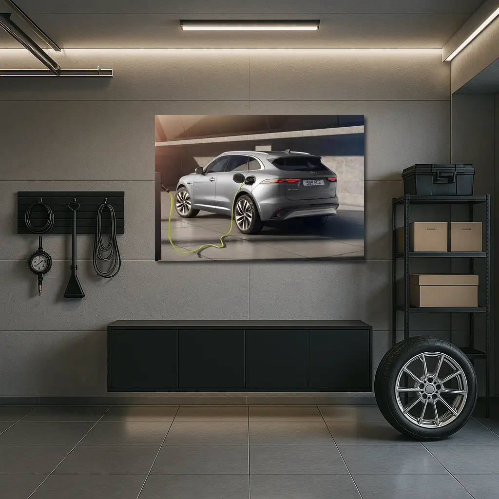 Jaguar F-Pace Silver SUV Charging Station – Wall Art