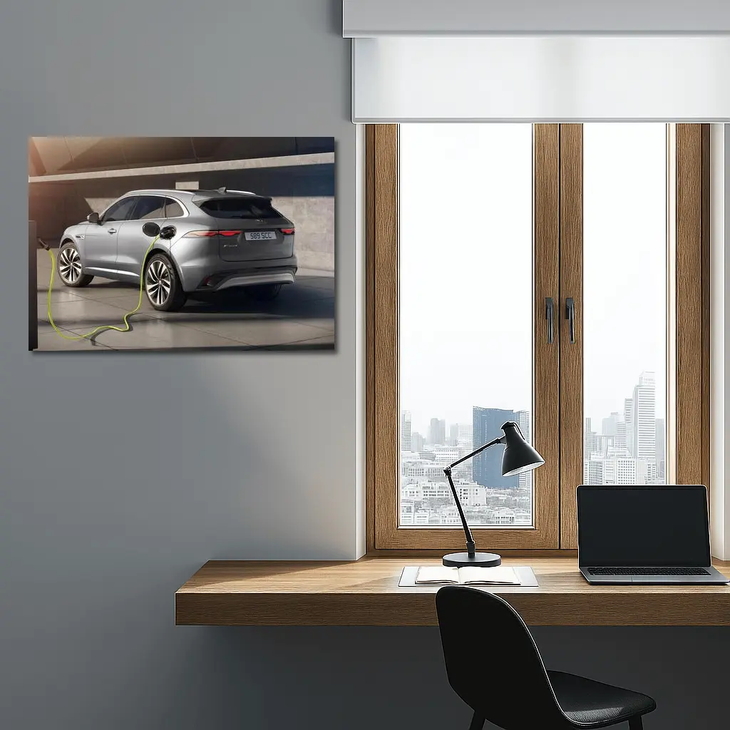 Jaguar F-Pace Silver SUV Charging Station – Wall Art