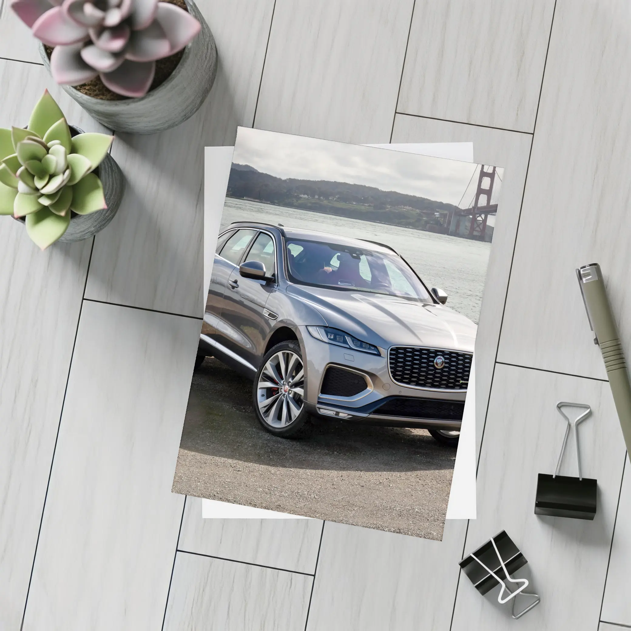 Jaguar F-Pace Silver SUV Golden Gate Bridge – Postcards