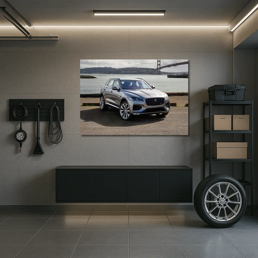 Jaguar F-Pace Silver SUV Golden Gate Bridge – Wall Art