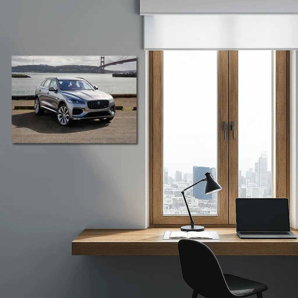 Jaguar F-Pace Silver SUV Golden Gate Bridge – Wall Art