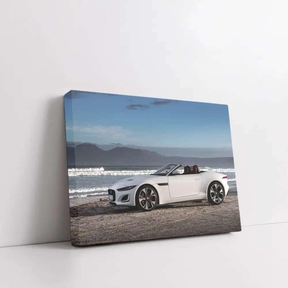 Jaguar F-Type Convertible White Beach Setting – Wall Art