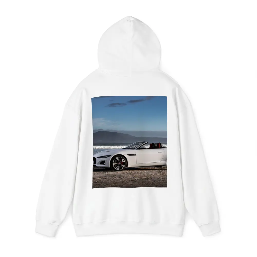 Jaguar F-Type Convertible White Beach Setting – Hoodies