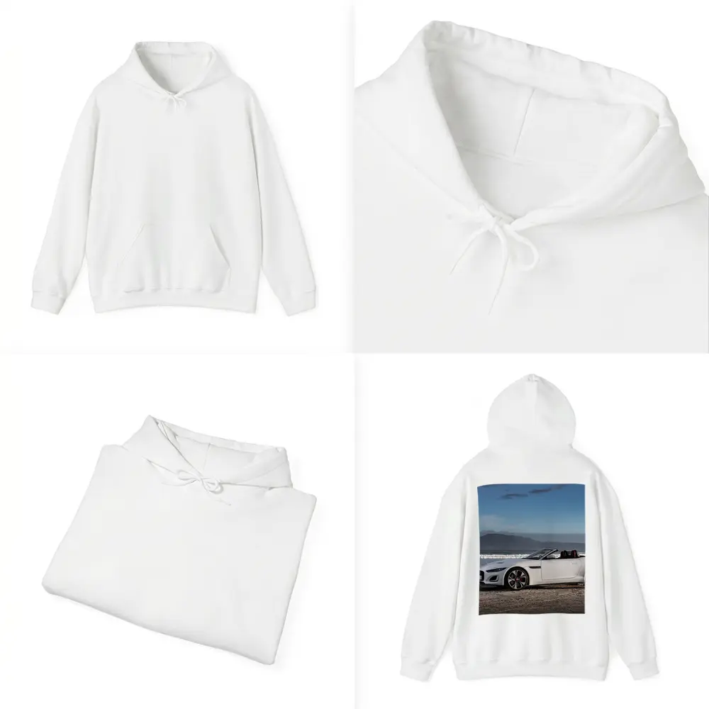 Jaguar F-Type Convertible White Beach Setting – Hoodies