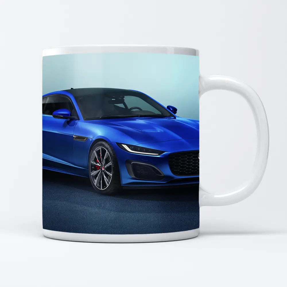 Jaguar F-Type Coupe Blue Studio Shot – Mugs