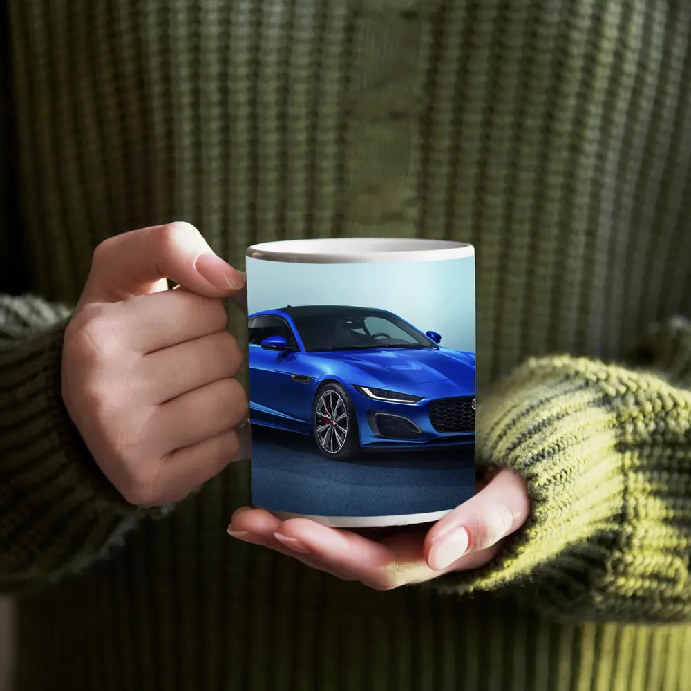 Jaguar F-Type Coupe Blue Studio Shot – Mugs