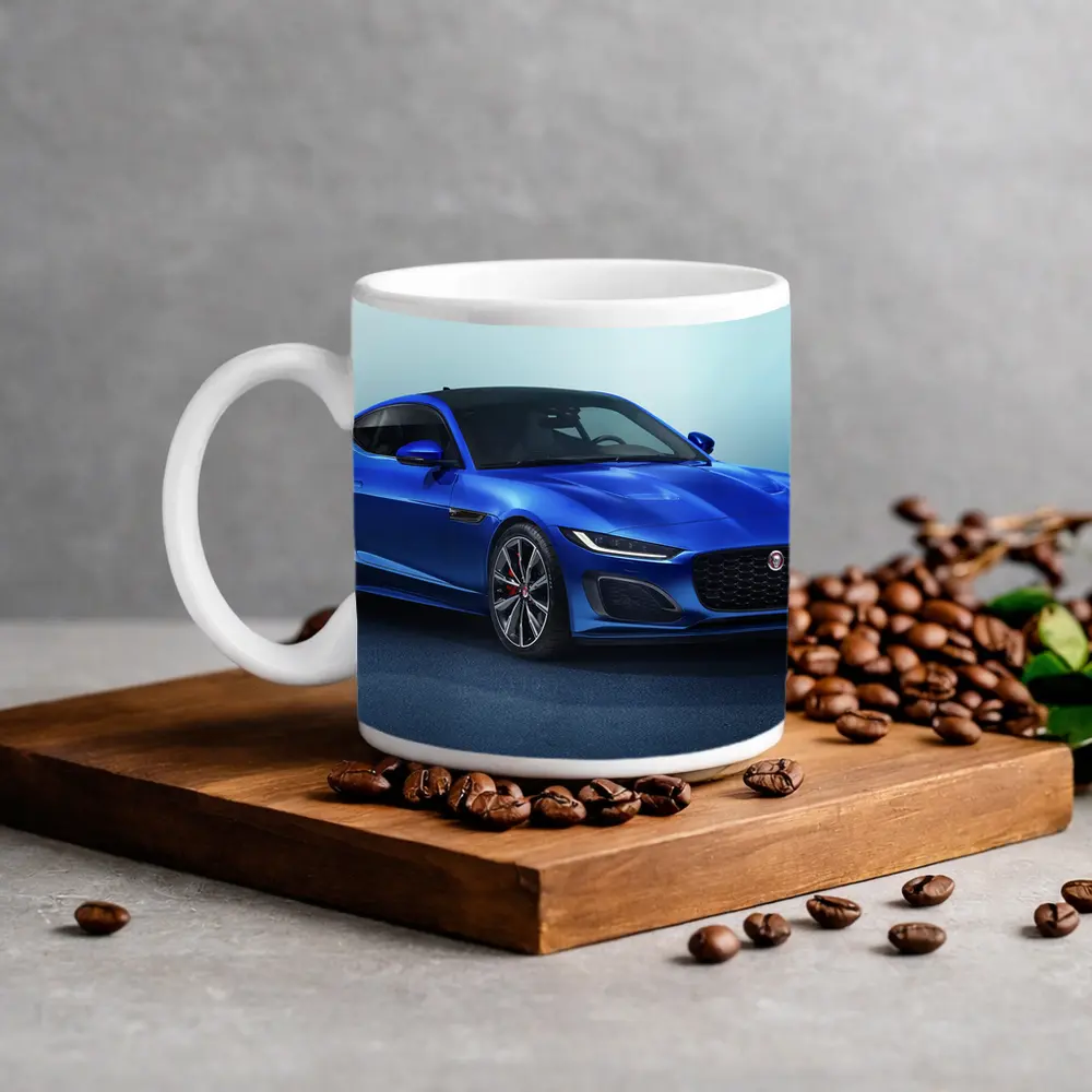 Jaguar F-Type Coupe Blue Studio Shot – Mugs
