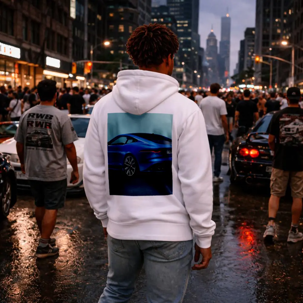 Jaguar F-Type Coupe Blue Studio Shot – Hoodies