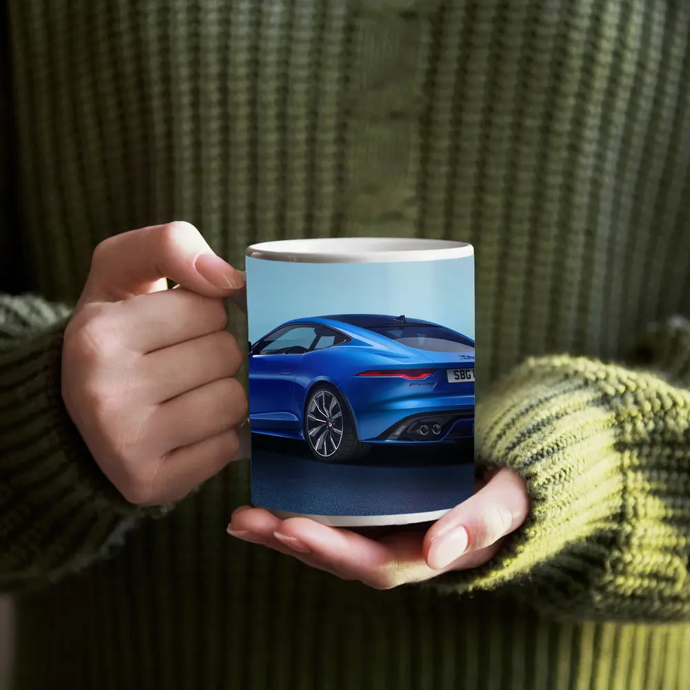 Jaguar F-Type Coupe Blue Studio Shot – Mugs