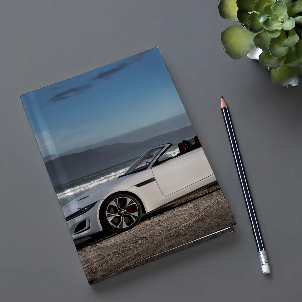 Jaguar F-Type Convertible White Beach Shore – Notebooks