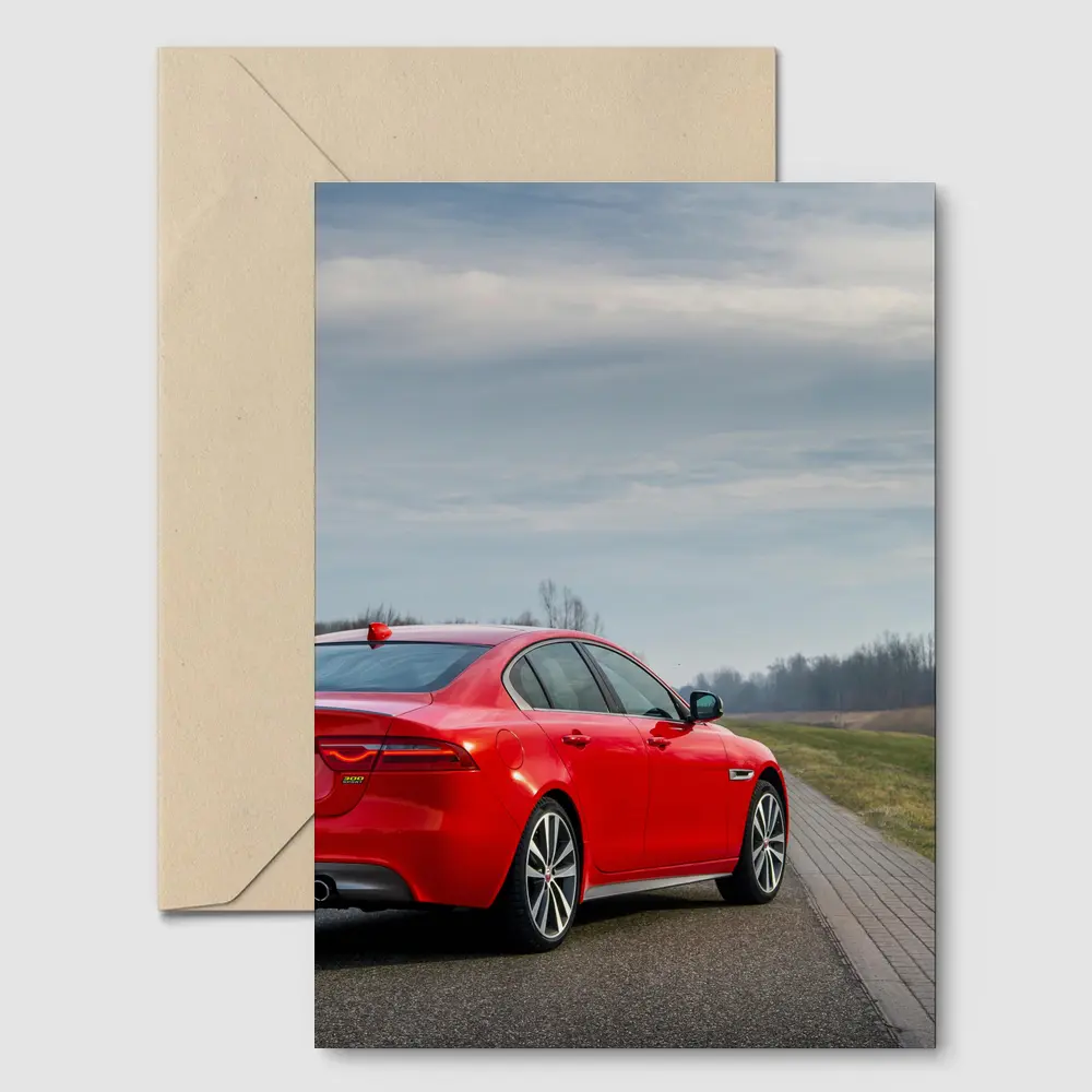 Jaguar XE Red Sedan Open Road – Postcards