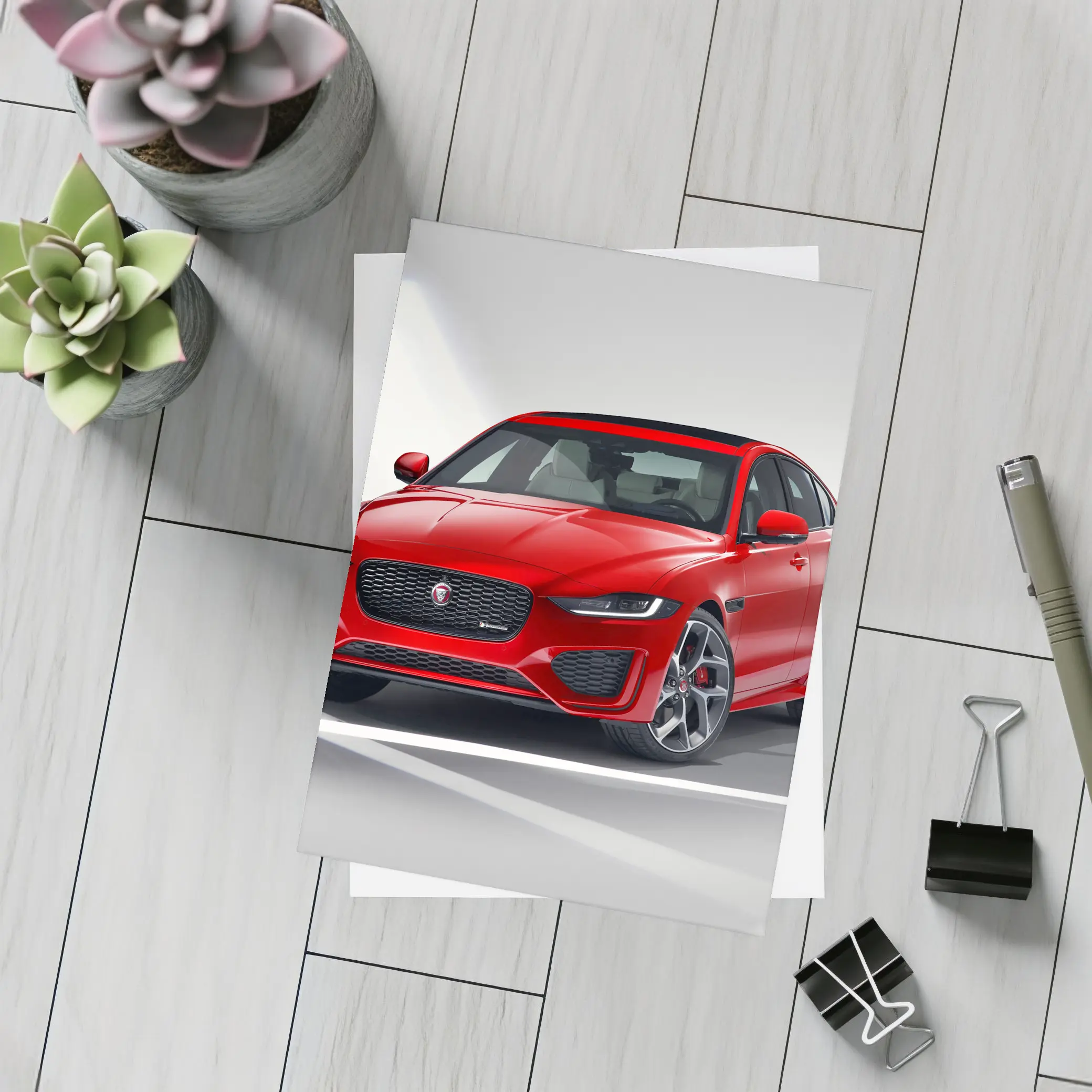 Jaguar XE R-Dynamic Red Sedan Studio – Postcards