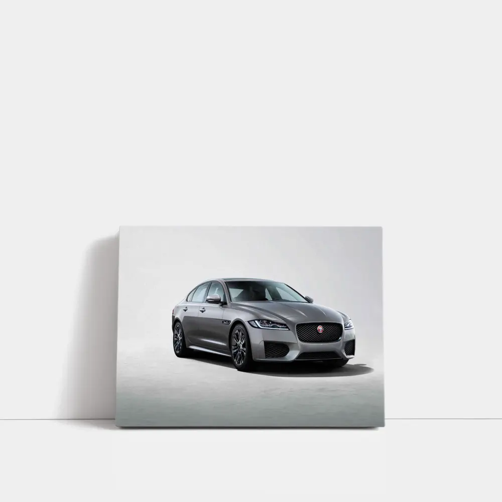 Jaguar XF Gray Sedan Chequered Flag Studio Shot – Wall Art