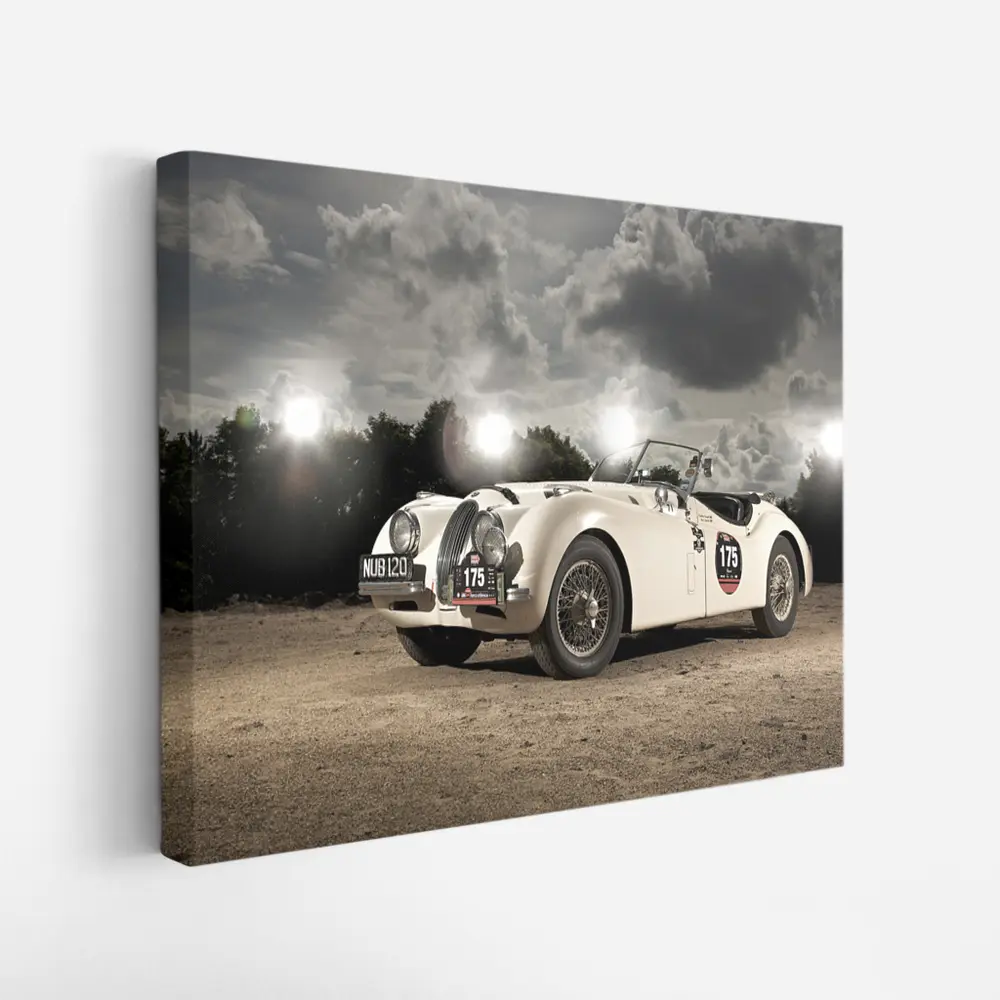 Jaguar XK120 Classic Roadster Dramatic Sky – Wall Art