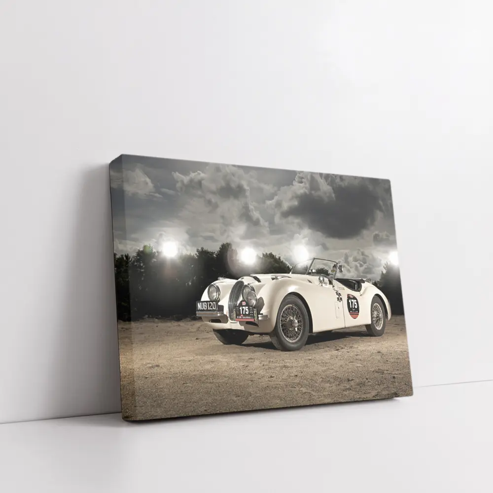 Jaguar XK120 Classic Roadster Dramatic Sky – Wall Art