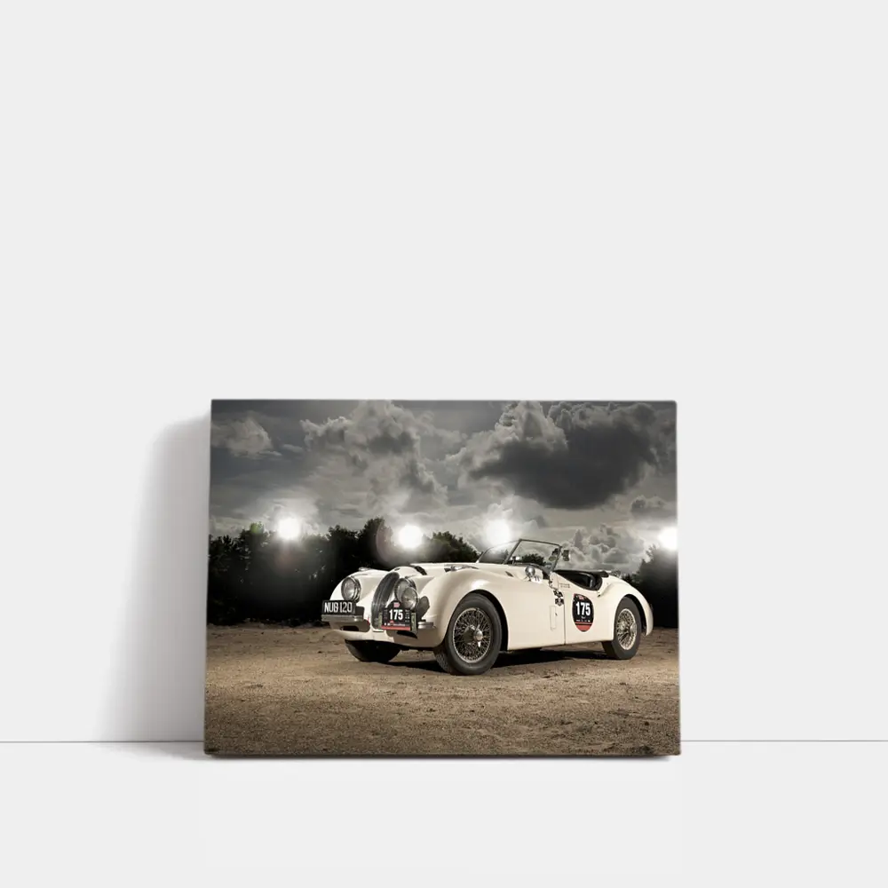 Jaguar XK120 Classic Roadster Dramatic Sky – Wall Art