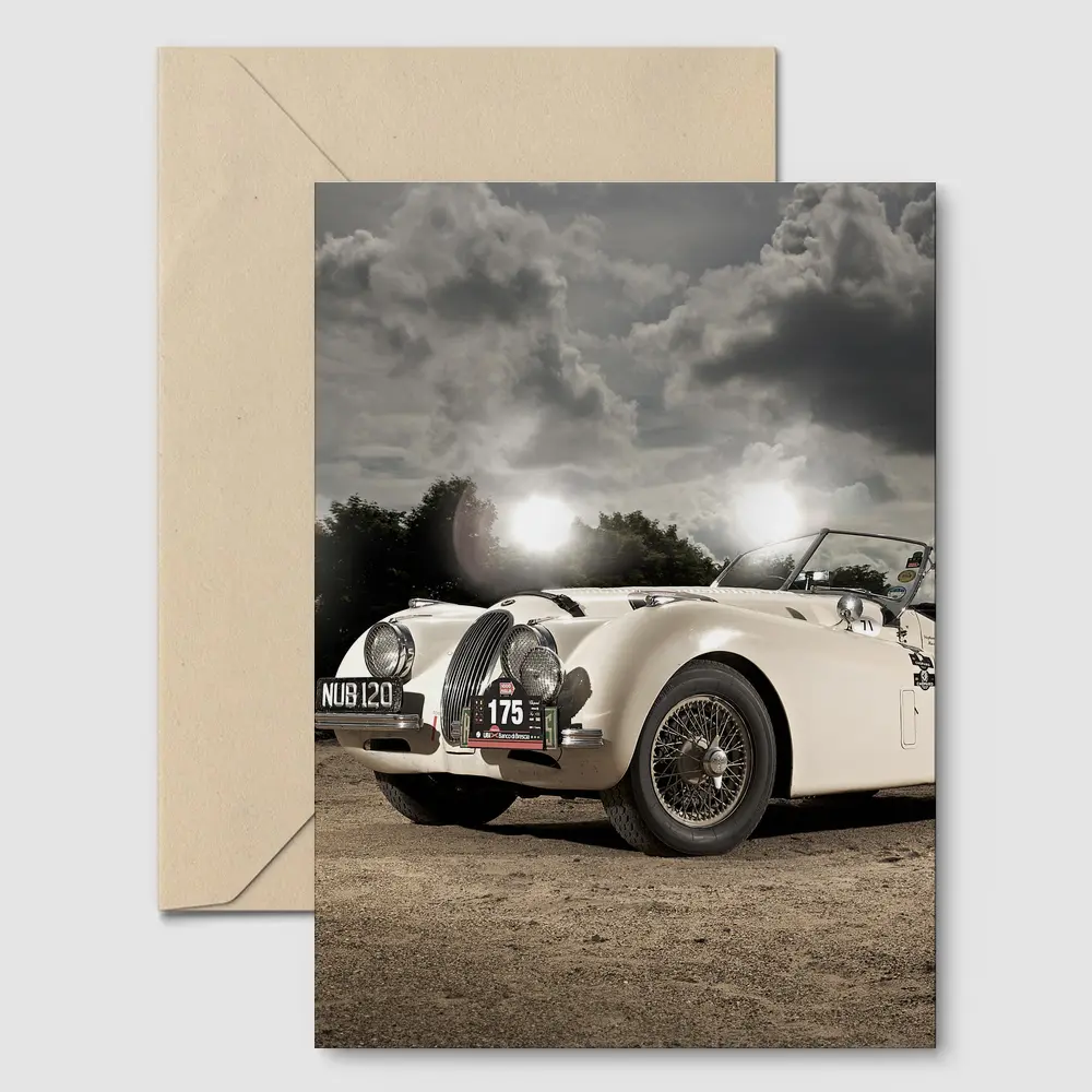 Jaguar XK120 Classic Roadster Dramatic Sky – Postcards