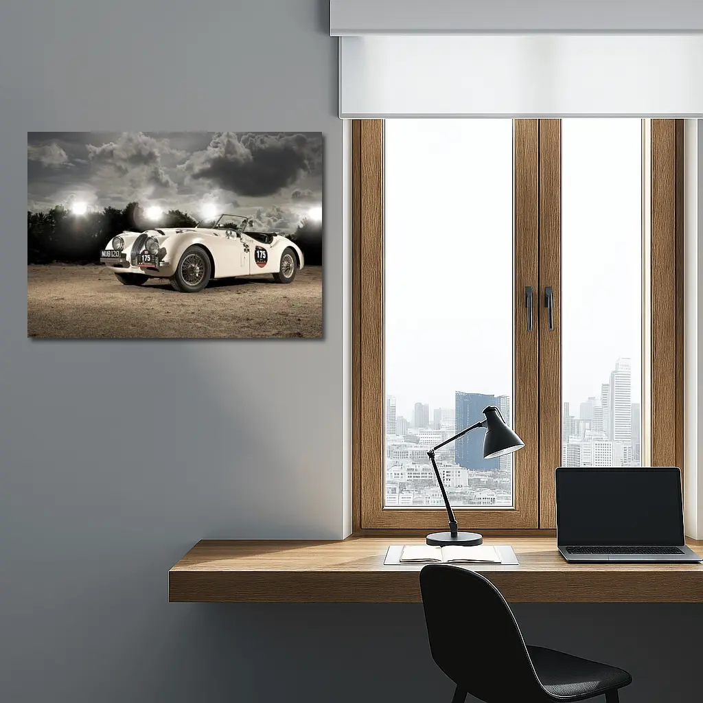 Jaguar XK120 Classic Roadster Dramatic Sky – Wall Art