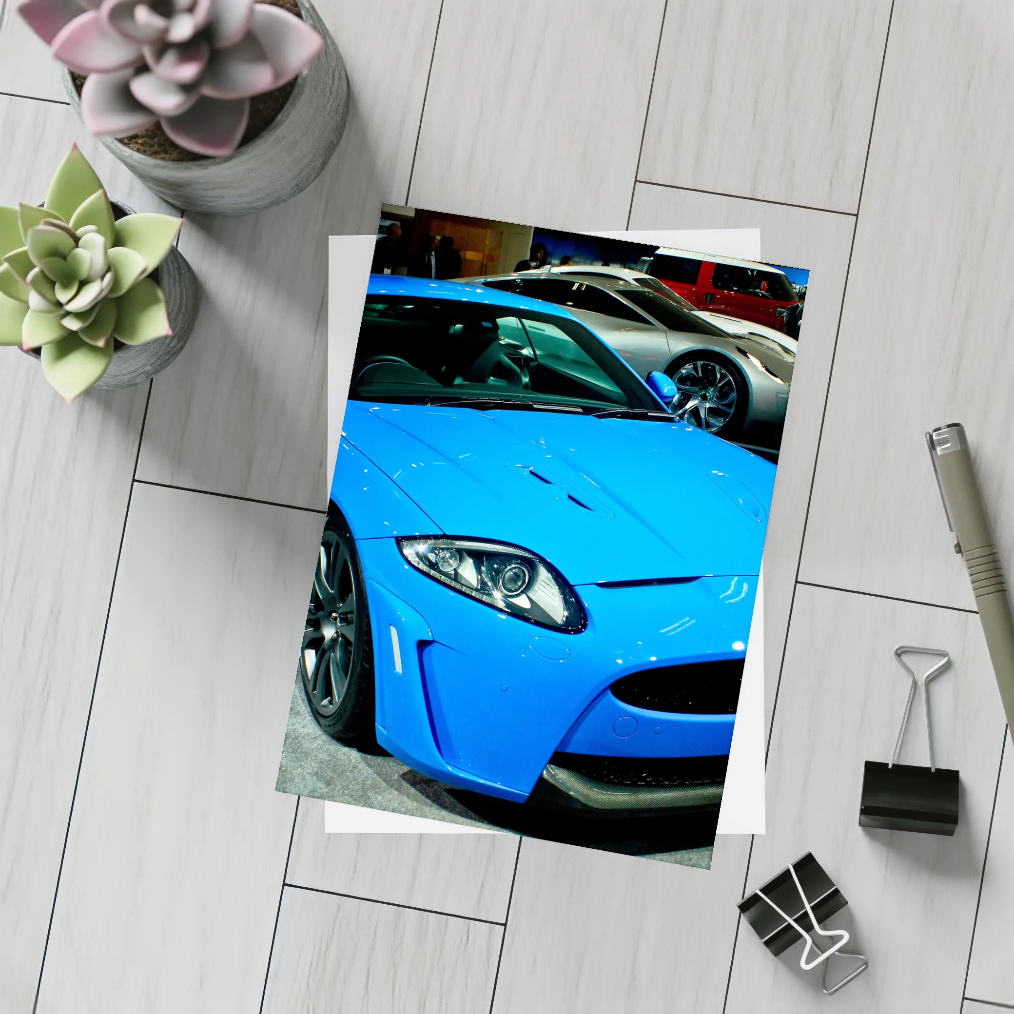 Jaguar XKR-S Blue Sports Car Auto Show – Postcards