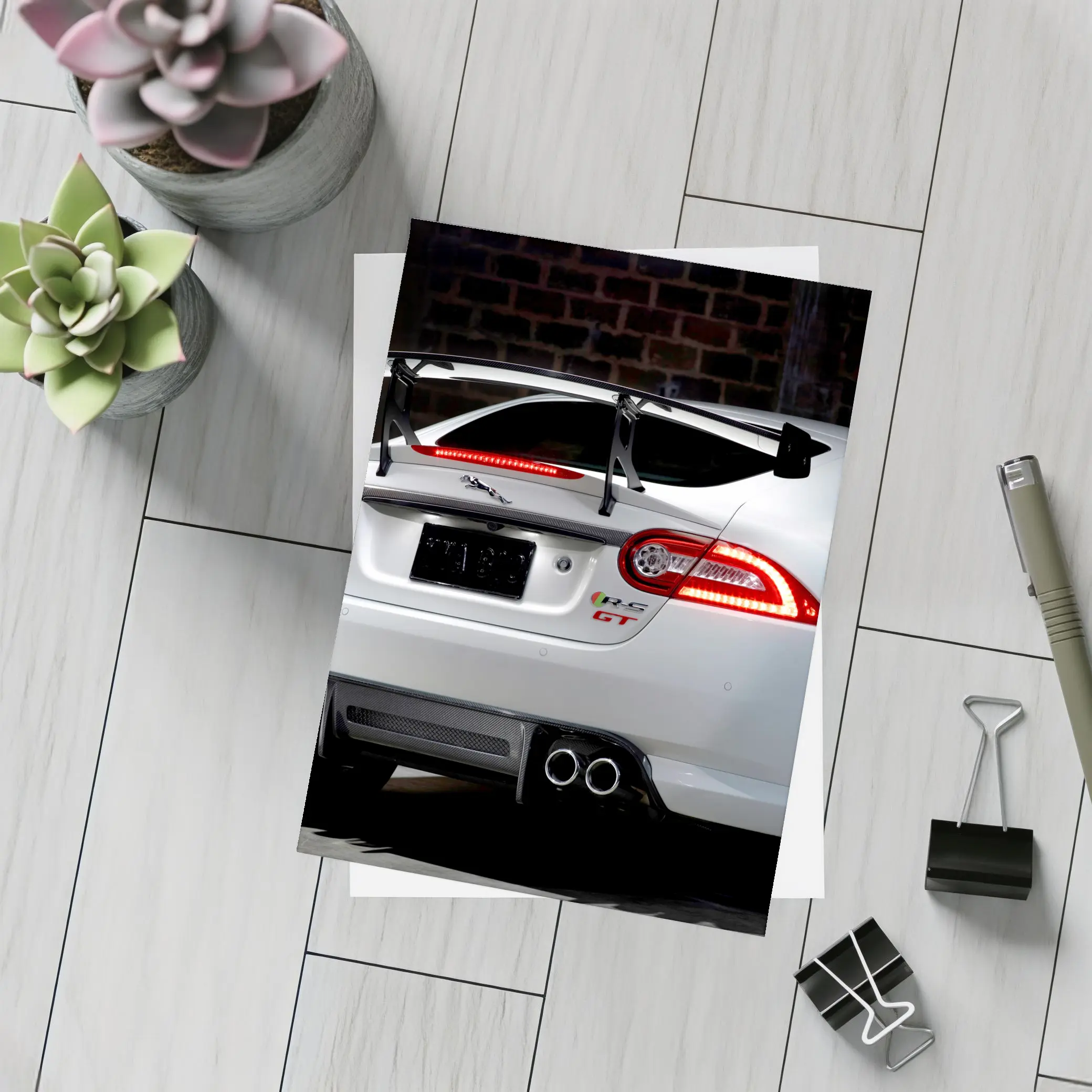 Jaguar XK GT White Rear View Dark – Postcards