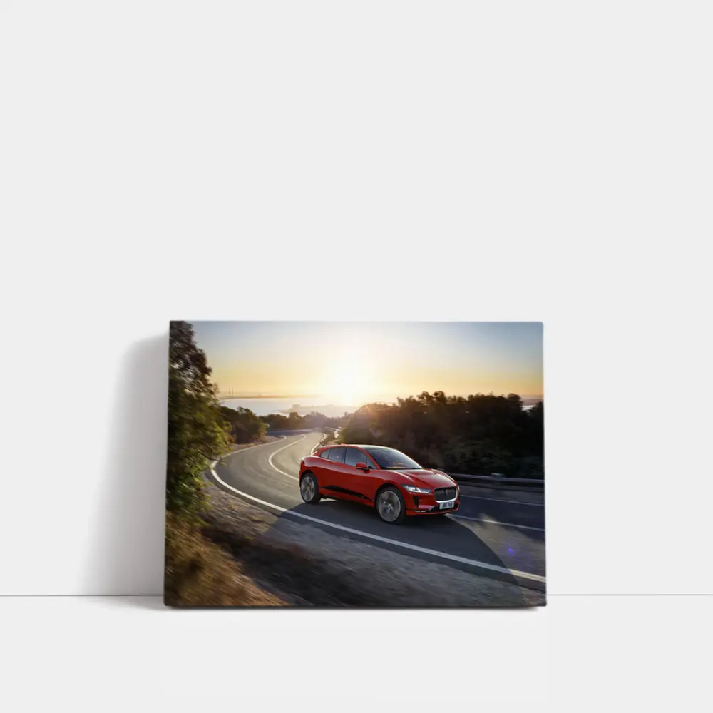 Jaguar I-Pace Red SUV Sunset Road – Wall Art