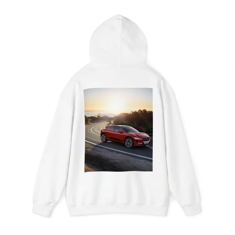 Jaguar I-Pace Red SUV Sunset Road – Hoodies