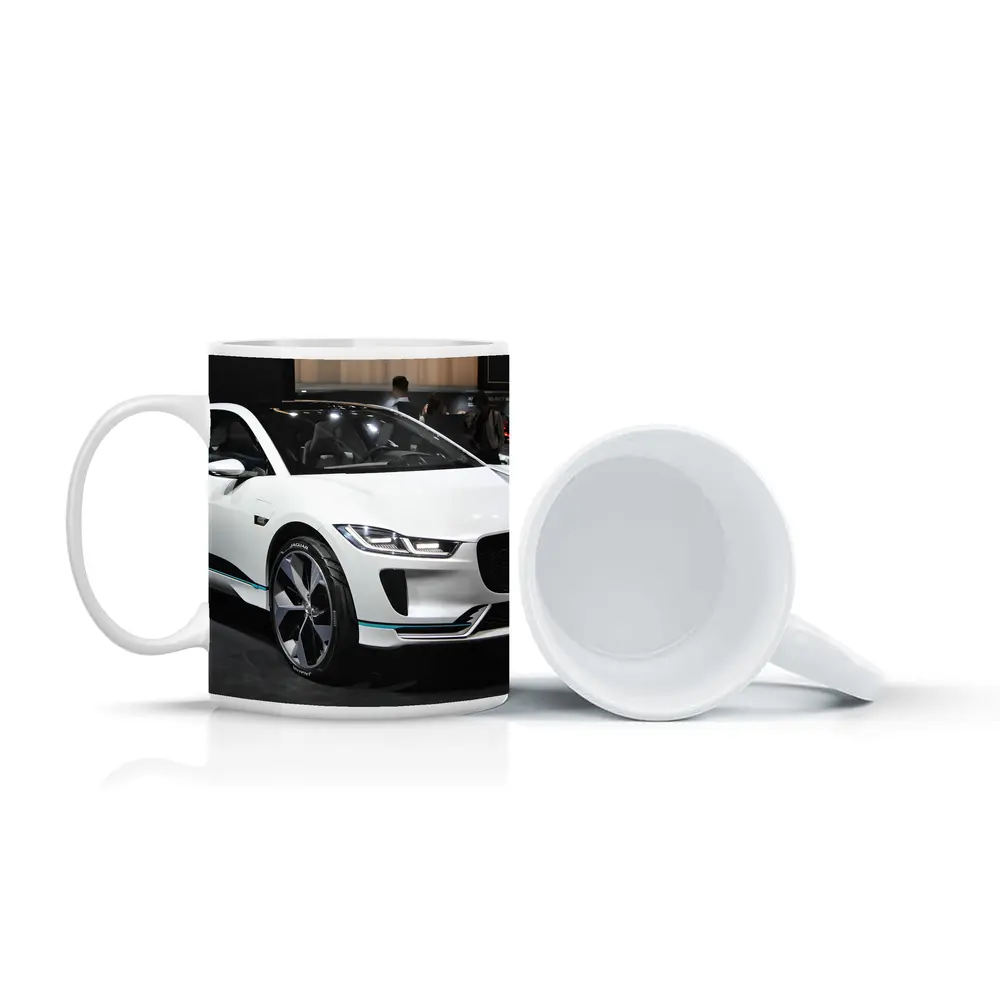 Jaguar I-Pace White Electric SUV Auto Show – Mugs