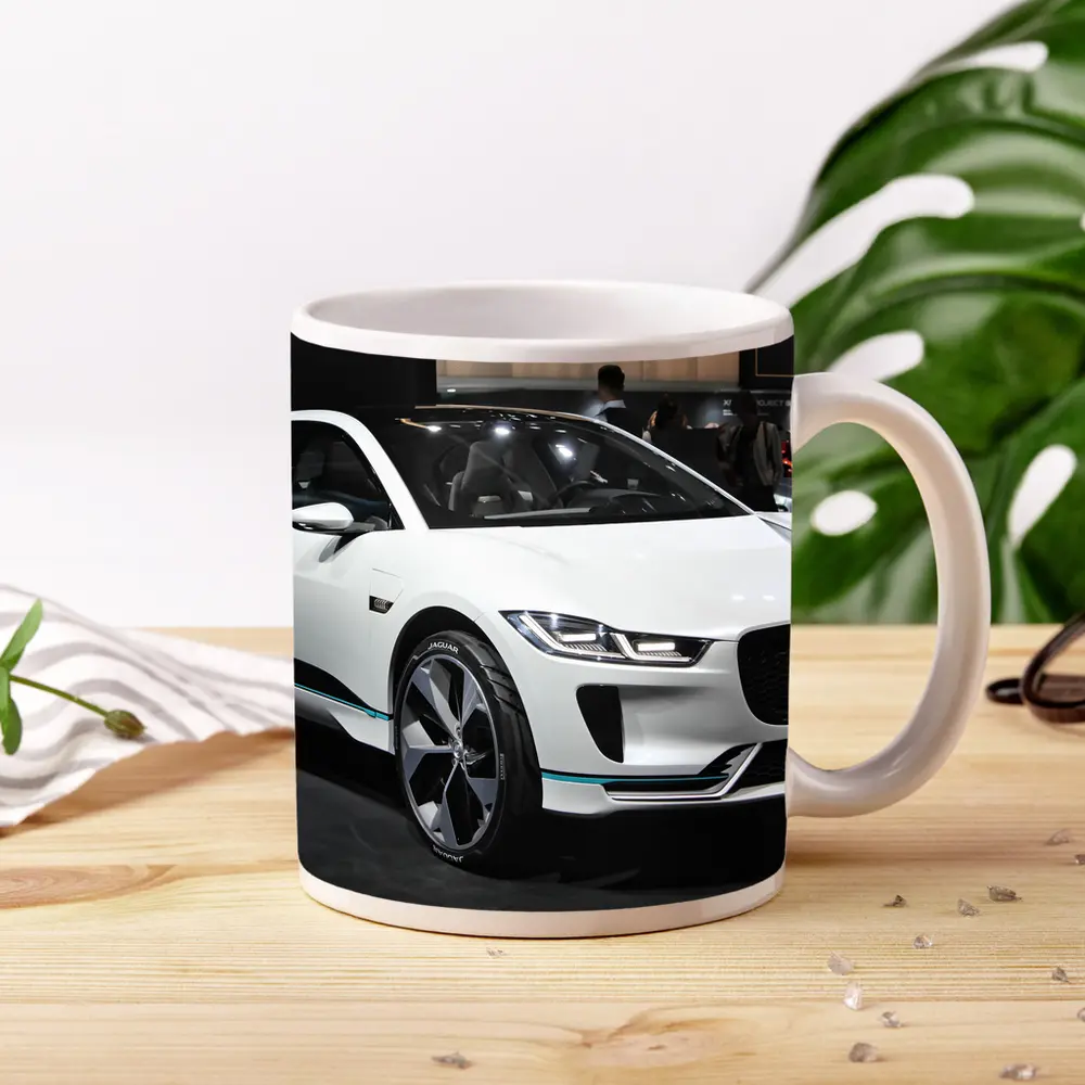 Jaguar I-Pace White Electric SUV Auto Show – Mugs