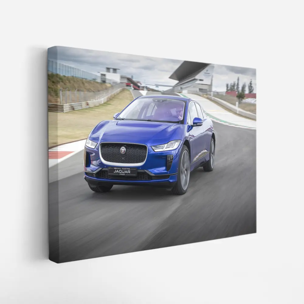 Jaguar I-Pace Blue Electric SUV Racing Track – Wall Art