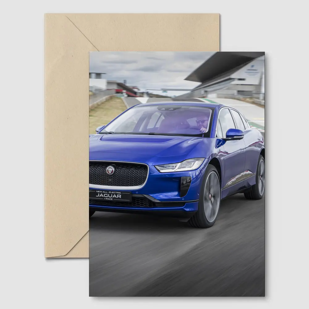 Jaguar I-Pace Blue Electric SUV Racing Track – Postcards